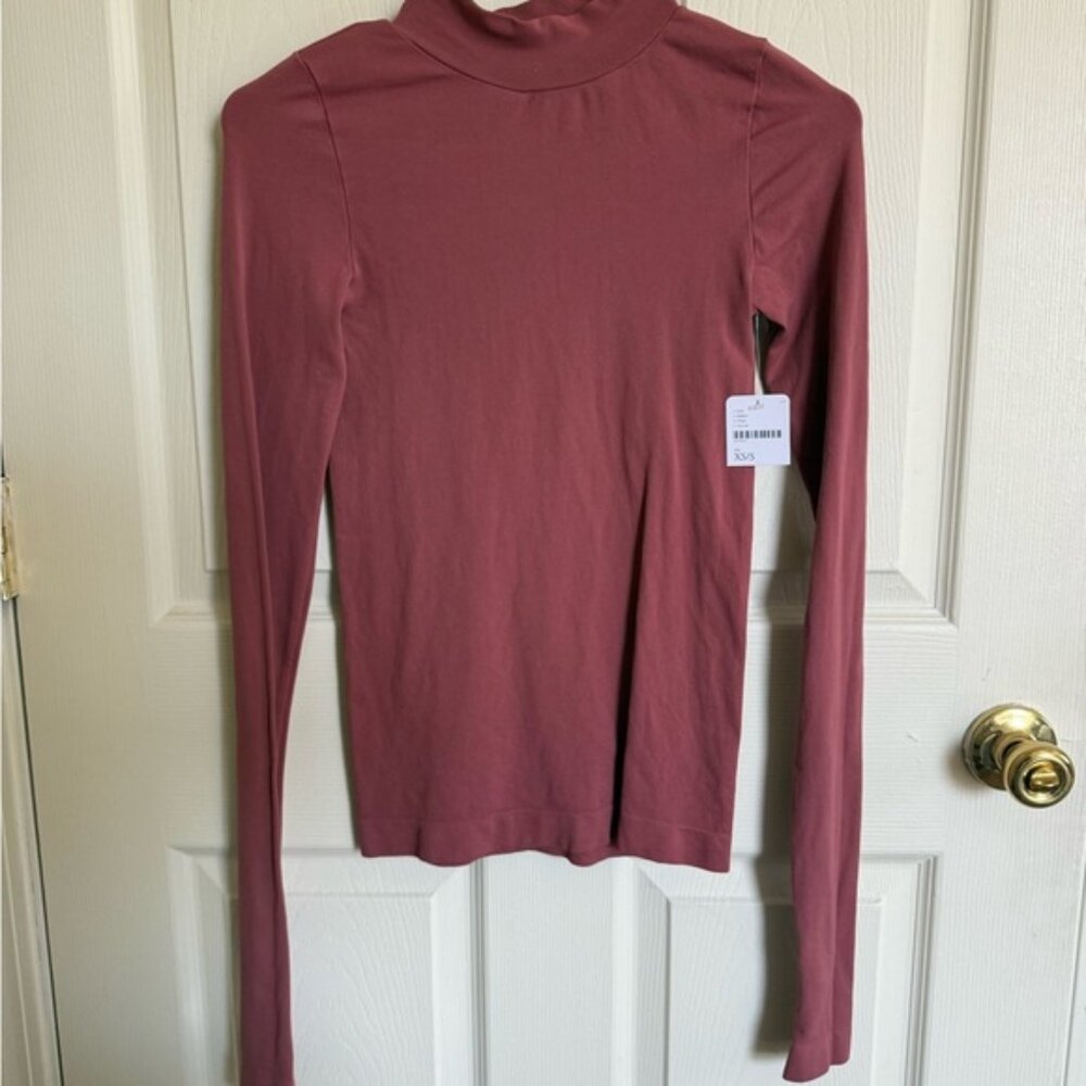 Women's Long Sleeve Mock Neck Top - Mauve